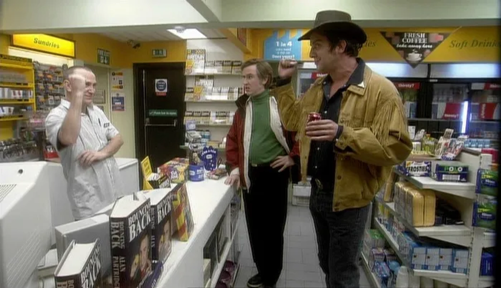 Steve Coogan, Simon Greenall, and Peter Serafinowicz in I'm Alan Partridge (1997)