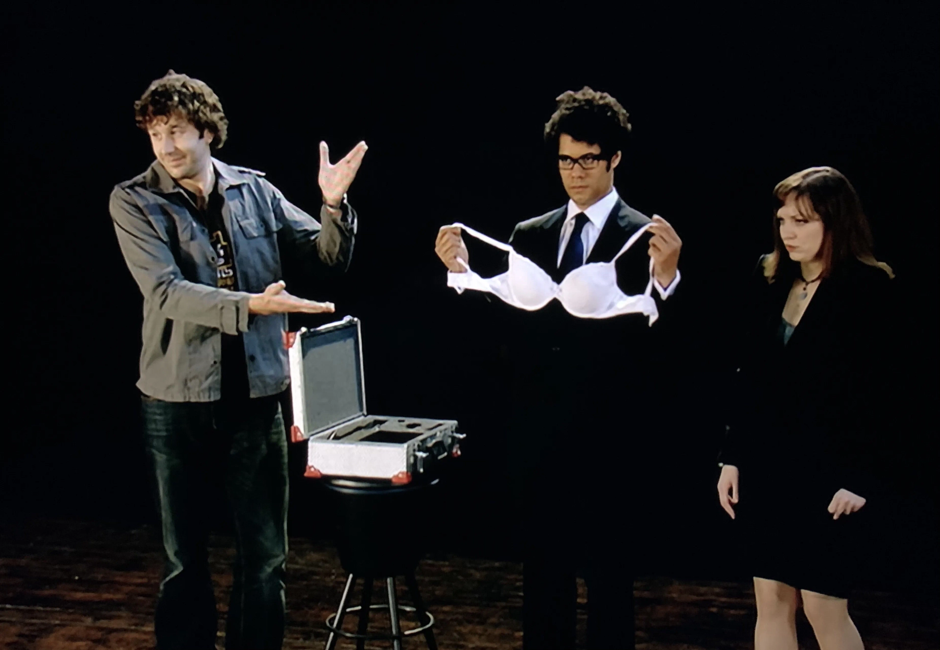 Chris O'Dowd, Richard Ayoade, and Katherine Parkinson in The IT Crowd (2006)