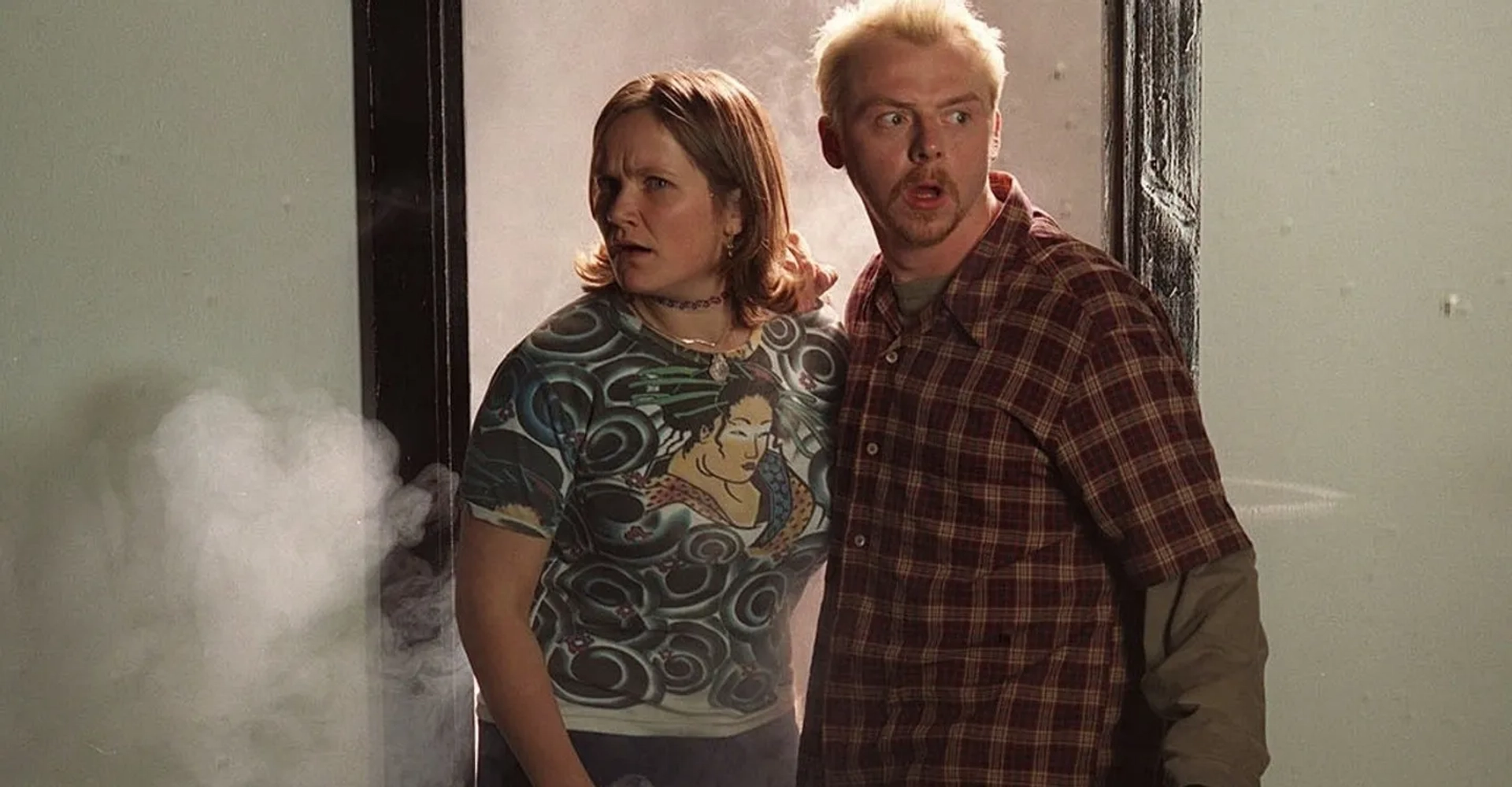 Simon Pegg and Jessica Hynes in Spaced (1999)