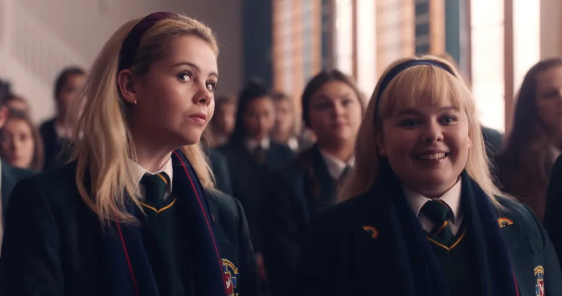 Nicola Coughlan and Saoirse-Monica Jackson in Derry Girls (2018)