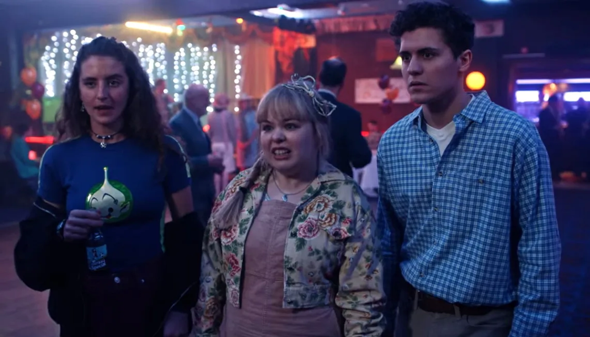 Nicola Coughlan, Dylan Llewellyn, and Louisa Harland in Derry Girls (2018)