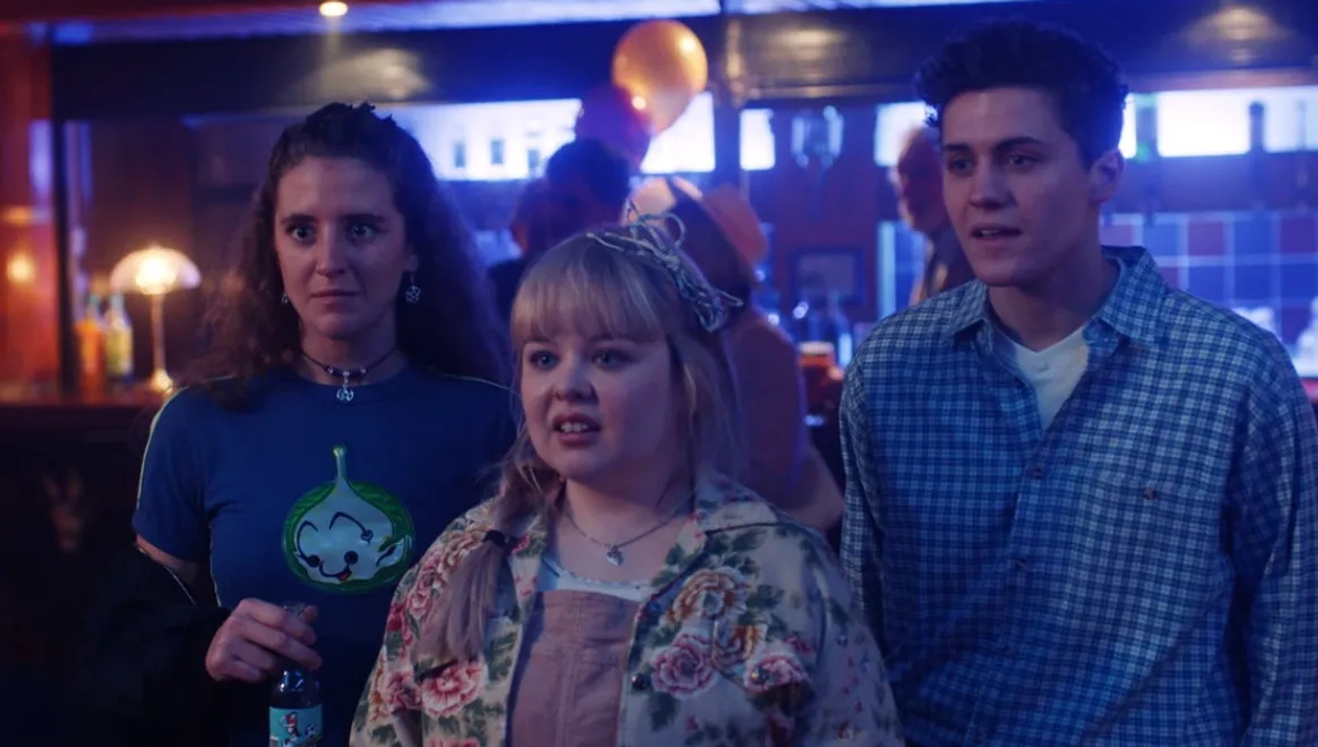 Nicola Coughlan, Dylan Llewellyn, and Louisa Harland in Derry Girls (2018)