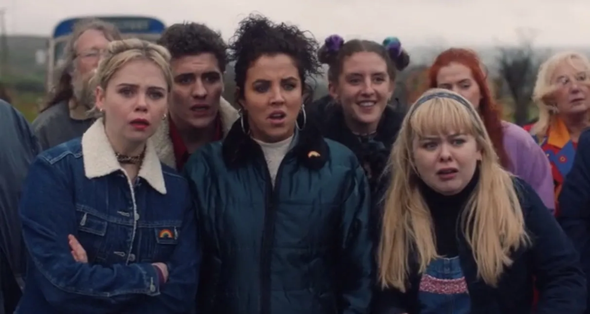 Nicola Coughlan, Dylan Llewellyn, Louisa Harland, Jamie-Lee O'Donnell, and Saoirse-Monica Jackson in Derry Girls (2018)