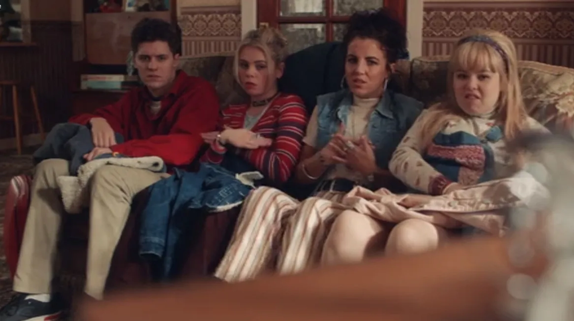 Nicola Coughlan, Dylan Llewellyn, Jamie-Lee O'Donnell, and Saoirse-Monica Jackson in Derry Girls (2018)