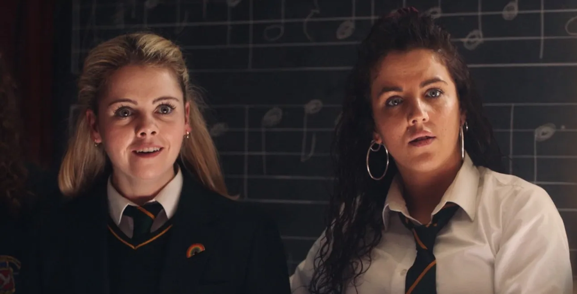 Jamie-Lee O'Donnell and Saoirse-Monica Jackson in Derry Girls (2018)