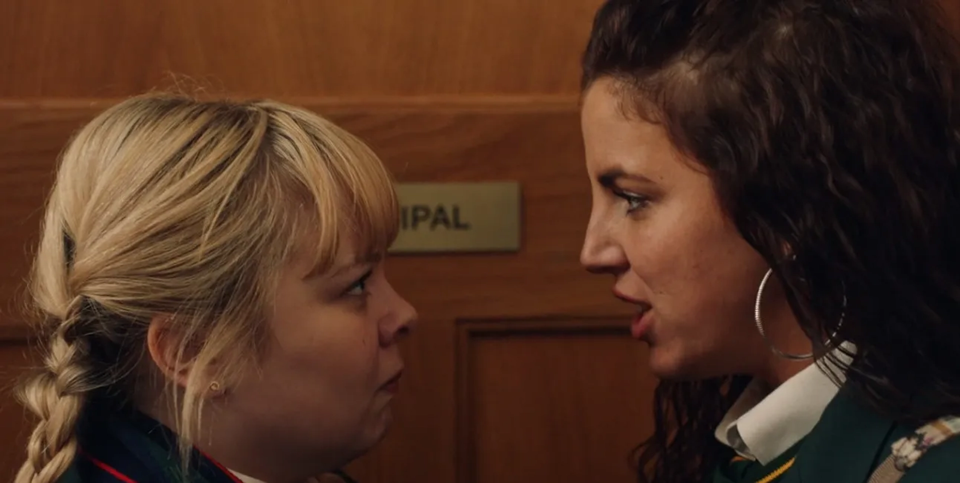 Nicola Coughlan and Jamie-Lee O'Donnell in Derry Girls (2018)