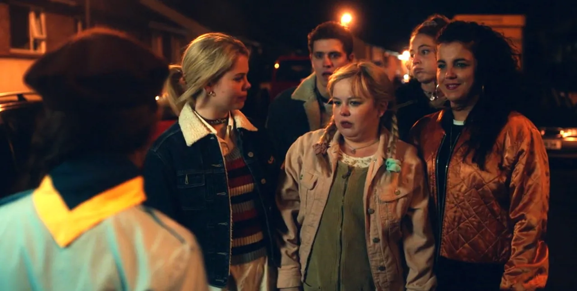 Nicola Coughlan, Dylan Llewellyn, Louisa Harland, Jamie-Lee O'Donnell, and Saoirse-Monica Jackson in Derry Girls (2018)