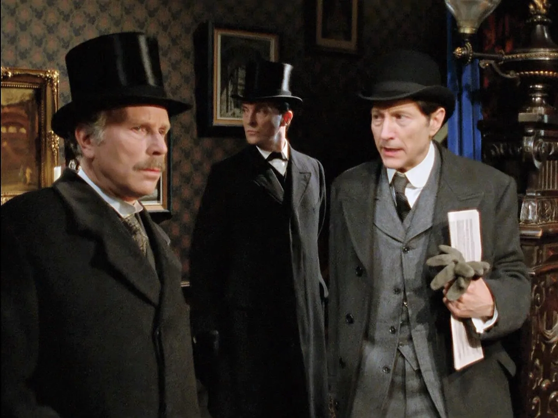 Jeremy Brett, Edward Hardwicke, and Colin Jeavons in The Return of Sherlock Holmes (1986)