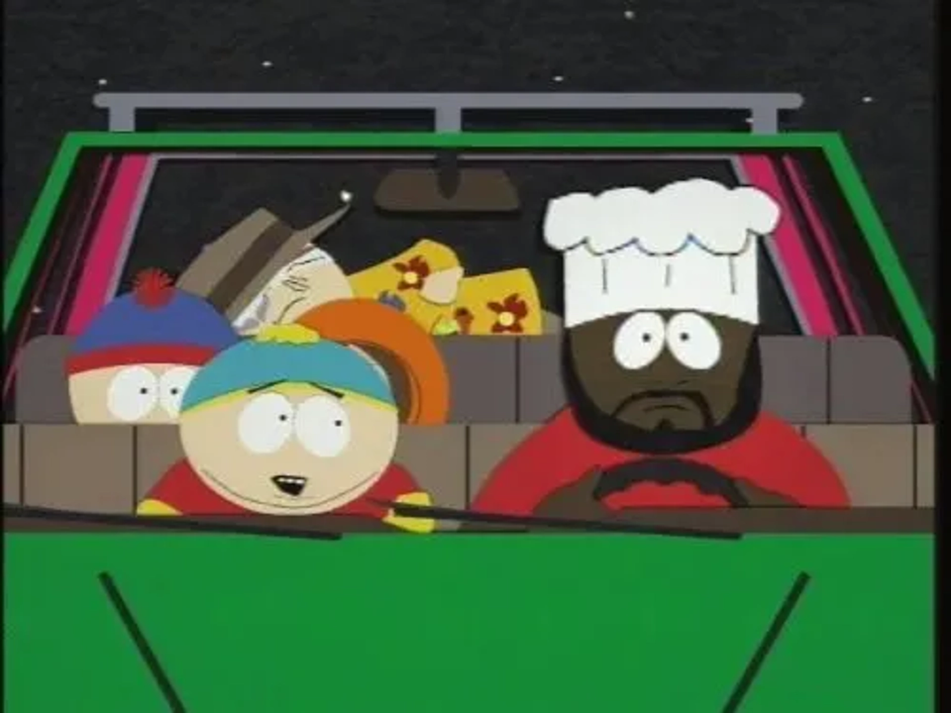 Matt Stone, Isaac Hayes, and Trey Parker in South Park (1997)