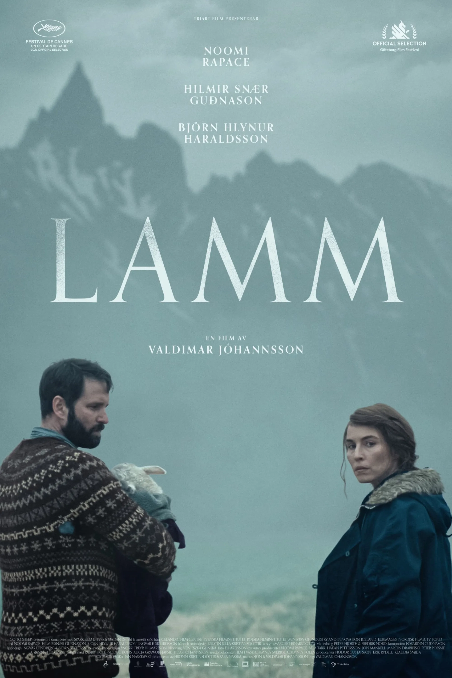 Hilmir Snær Guðnason and Noomi Rapace in Lamb (2021)