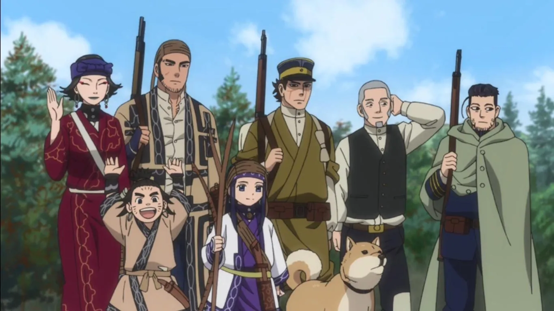 Kentarô Itô, Mamiko Noto, Kenjirô Tsuda, Akeno Watanabe, Yoshimasa Hosoya, Haruka Shiraishi, and Chikahiro Kobayashi in Golden Kamuy (2018)