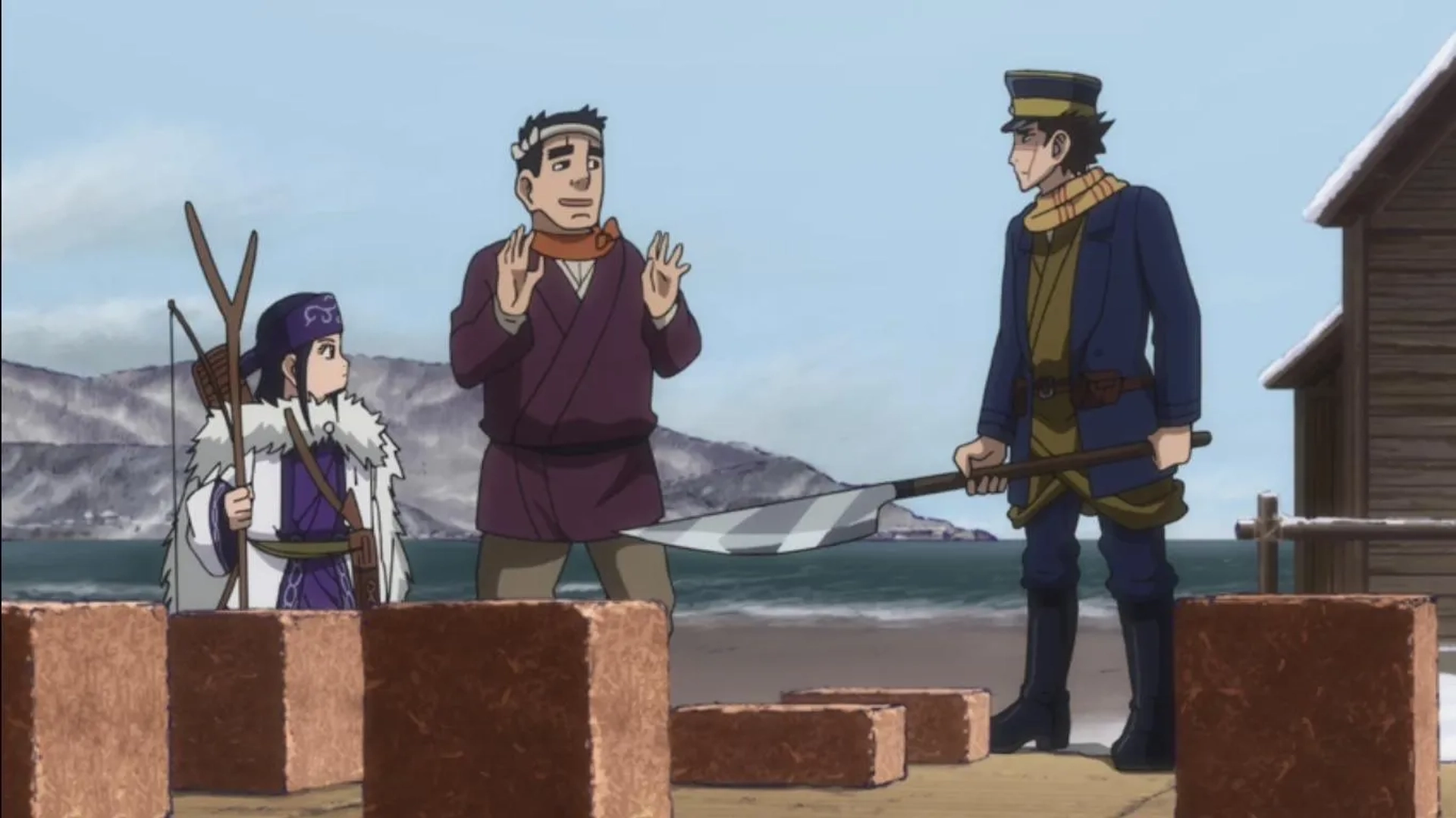 Toshihiko Seki, Haruka Shiraishi, and Chikahiro Kobayashi in Golden Kamuy (2018)