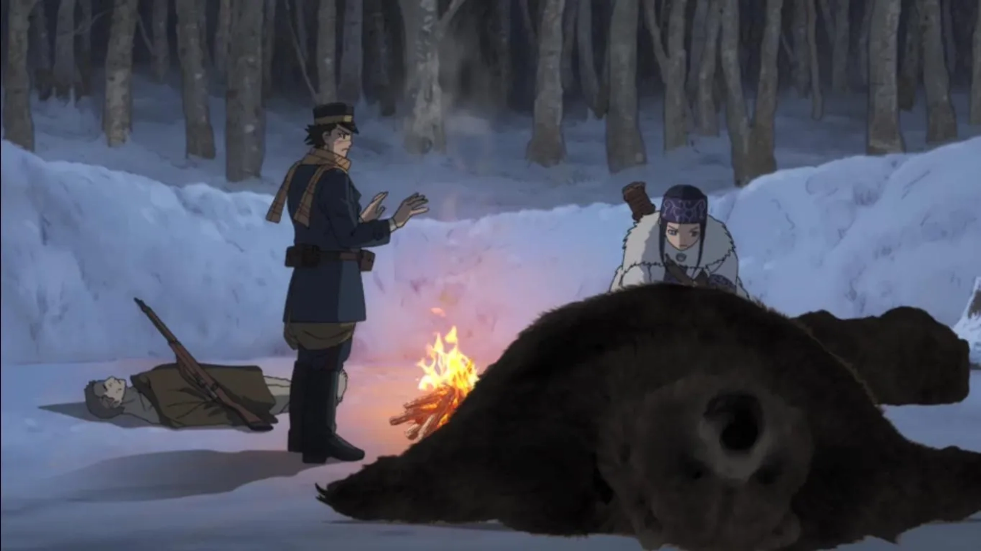 Yutaka Aoyama, Haruka Shiraishi, and Chikahiro Kobayashi in Golden Kamuy (2018)