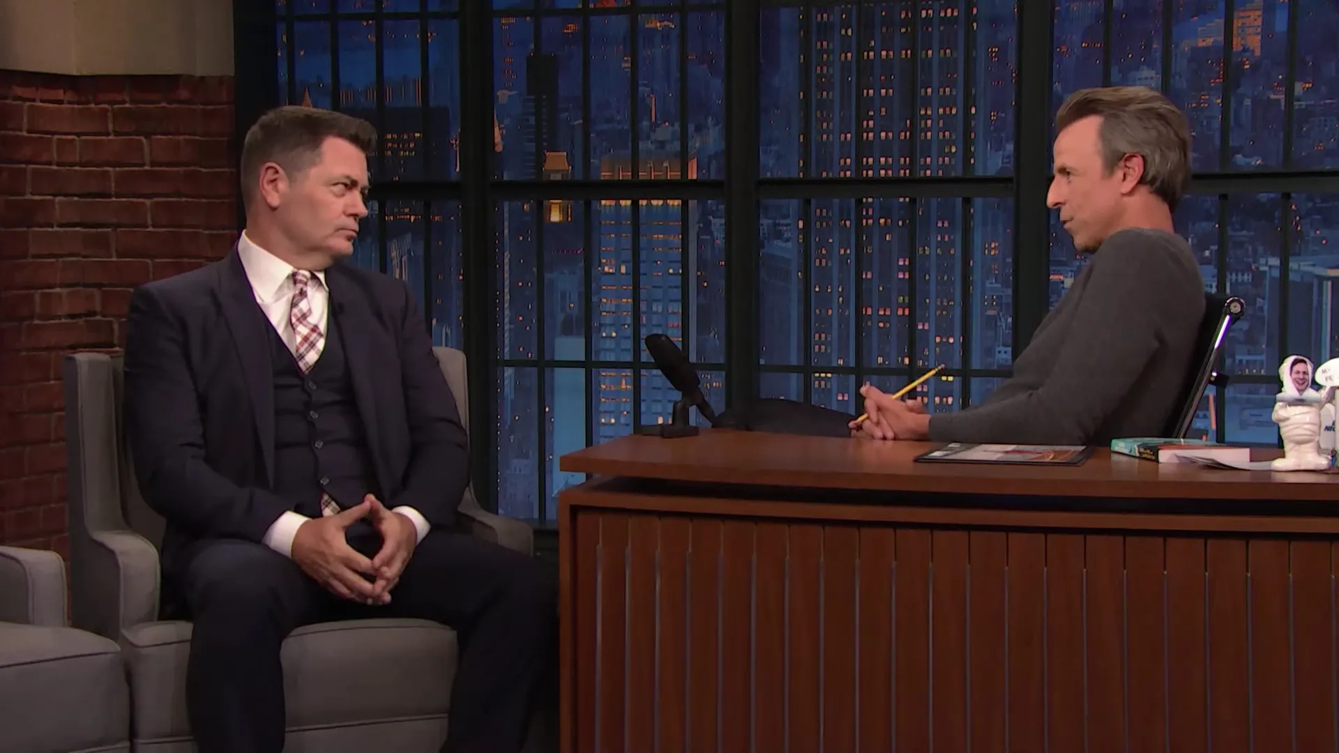 Nick Offerman and Seth Meyers in Late Night with Seth Meyers: Nick Offerman/Siobhan Fallon Hogan/Jungle (2023)