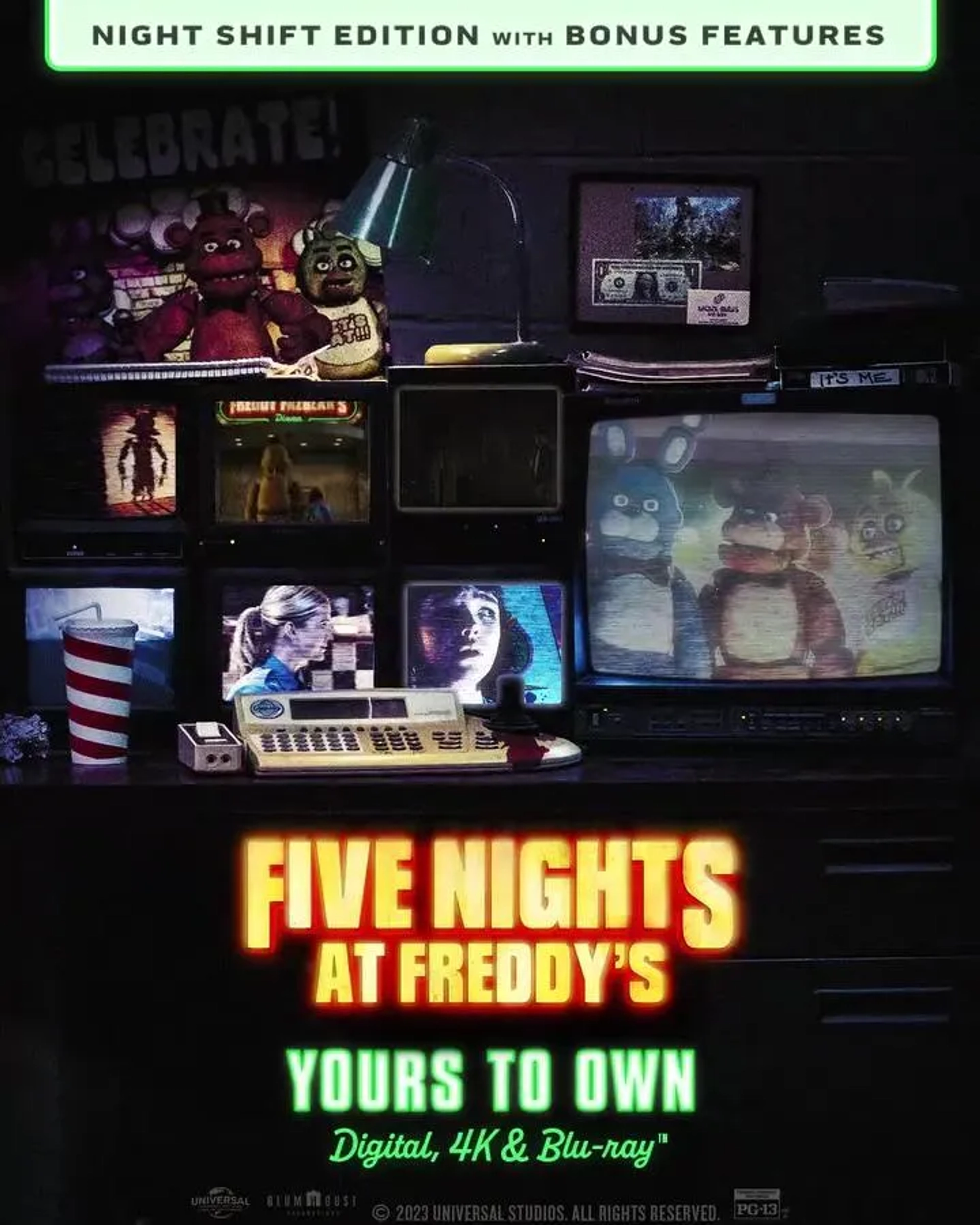 Piper Rubio, Kevin Foster, Jess Weiss, Artie Esposito, Jade Kindar-Martin, Sarah Sarang Oh, Elizabeth Lail, and Kellen Goff in Five Nights at Freddy's (2023)