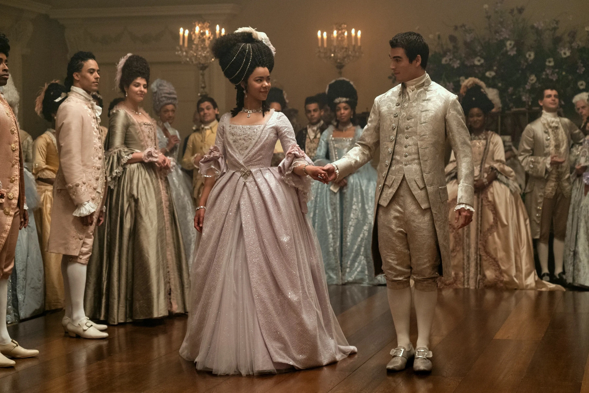 Corey Mylchreest and India Amarteifio in Queen Charlotte: A Bridgerton Story (2023)