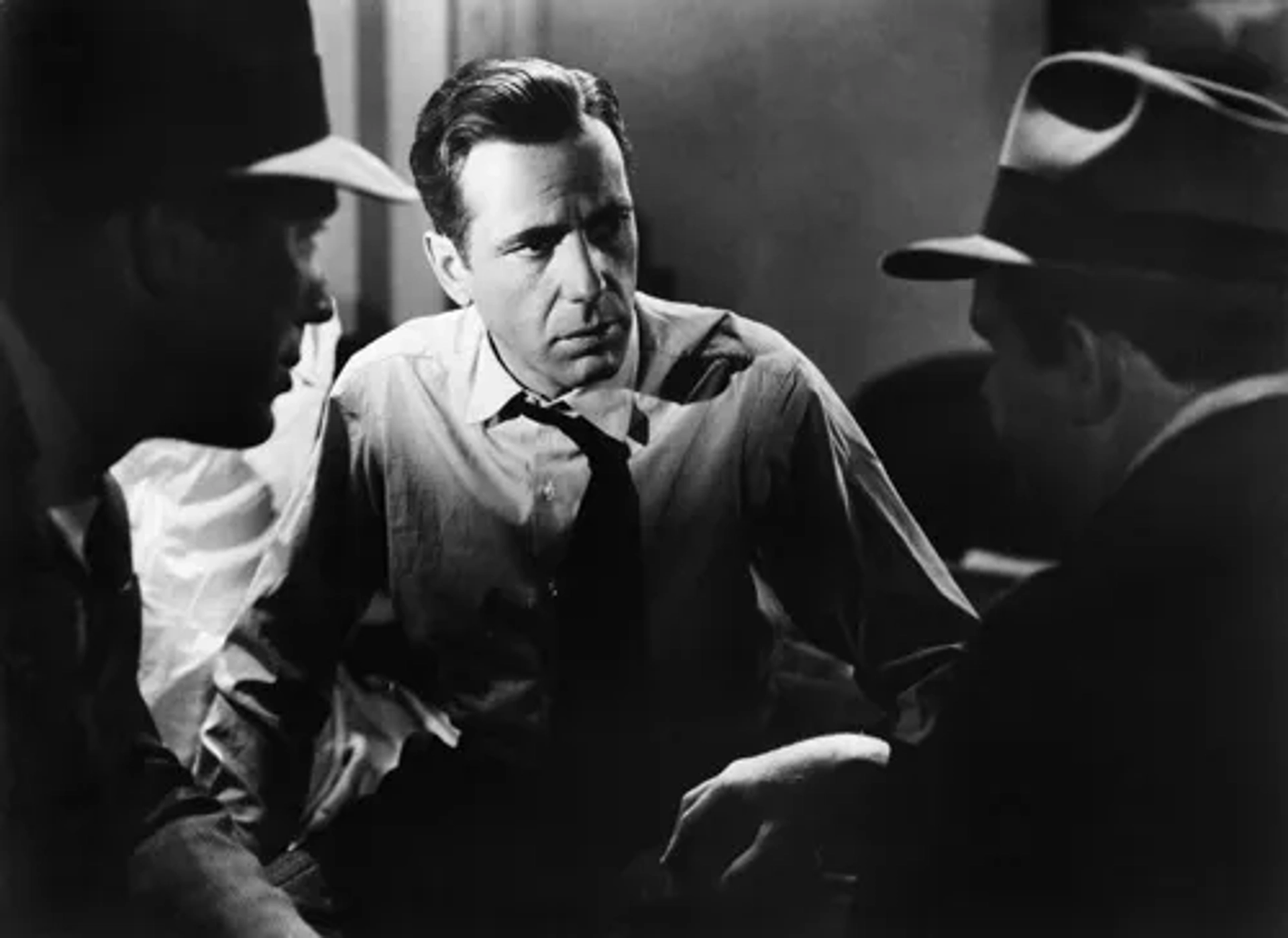 Humphrey Bogart, Ward Bond, and Barton MacLane in The Maltese Falcon (1941)