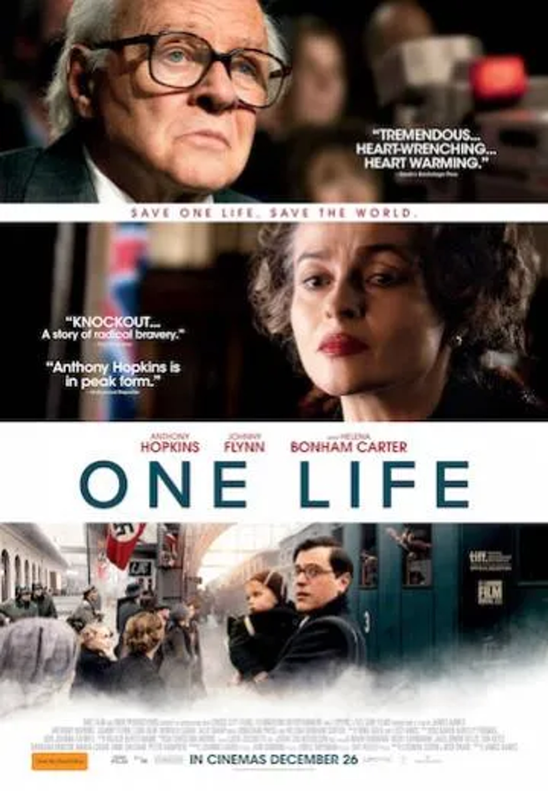 Anthony Hopkins, Helena Bonham Carter, and Johnny Flynn in One Life (2023)