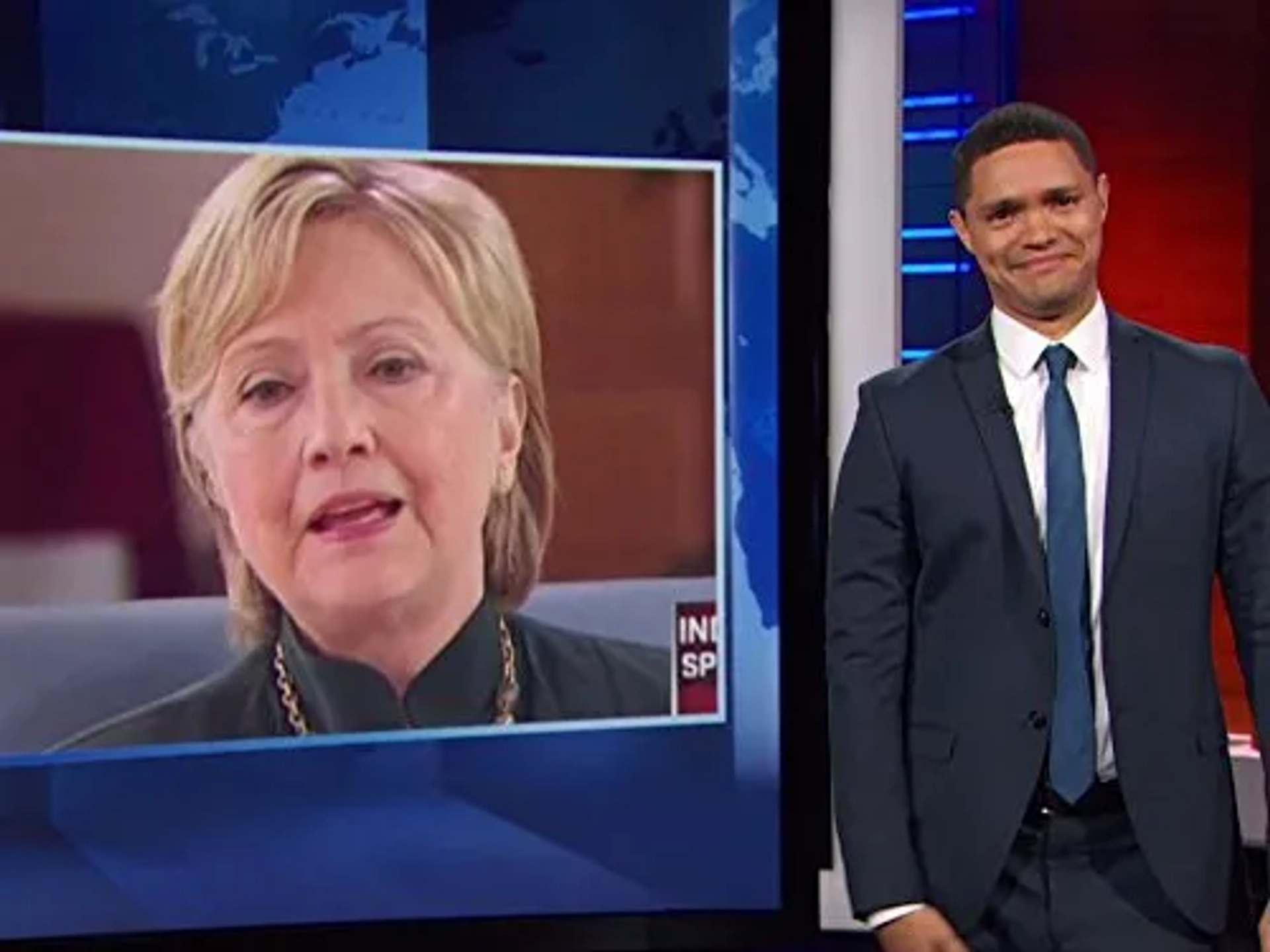 Hillary Clinton and Trevor Noah in The Daily Show (1996)