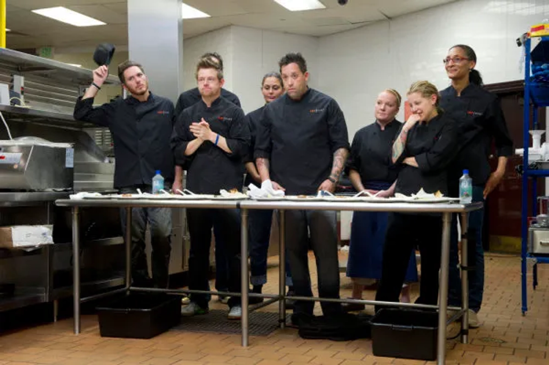 Tiffani Faison, Richard Blais, Spike Mendelsohn, Antonia Lofaso, Jamie Lauren, Carla Hall, and Michael Isabella in Top Chef (2006)