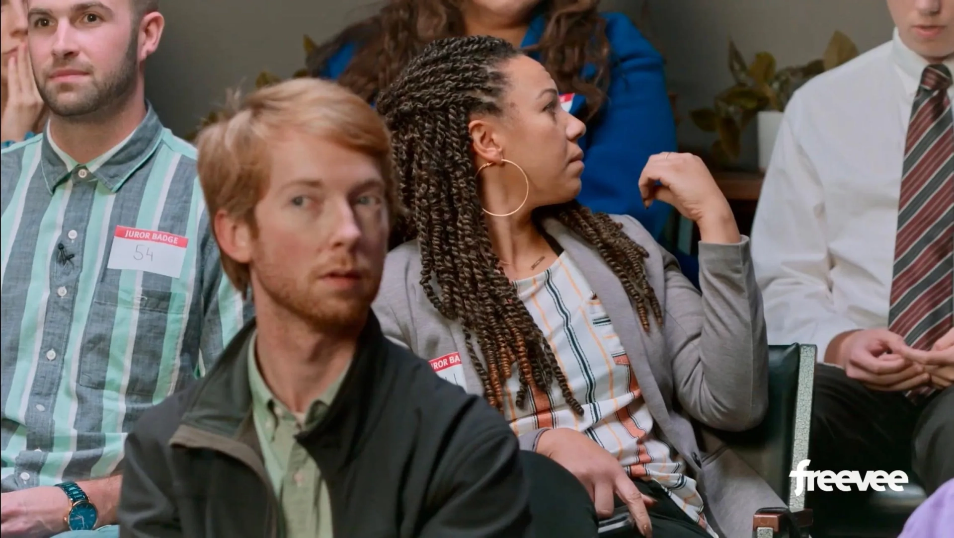 Ronald Gladden, Mekki Leeper, Cassandra Blair, and David Brown in Jury Duty (2023)