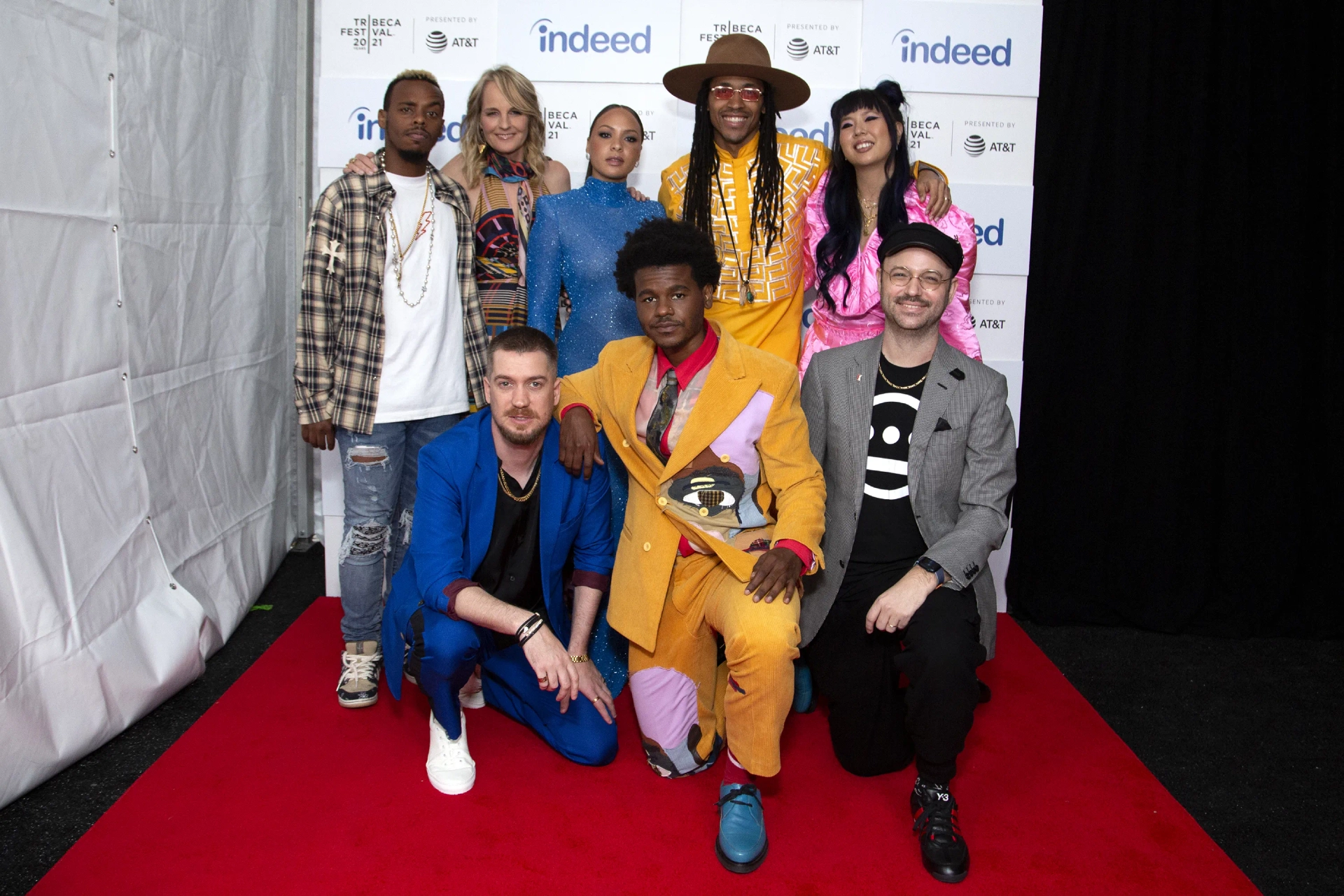 Helen Hunt, Benjamin Earl Turner, Lil Buck, Keith Calder, Jess Wu Calder, Rafael Casal, Jasmine Cephas Jones, and Jon Boogz at an event for Blindspotting (2021)