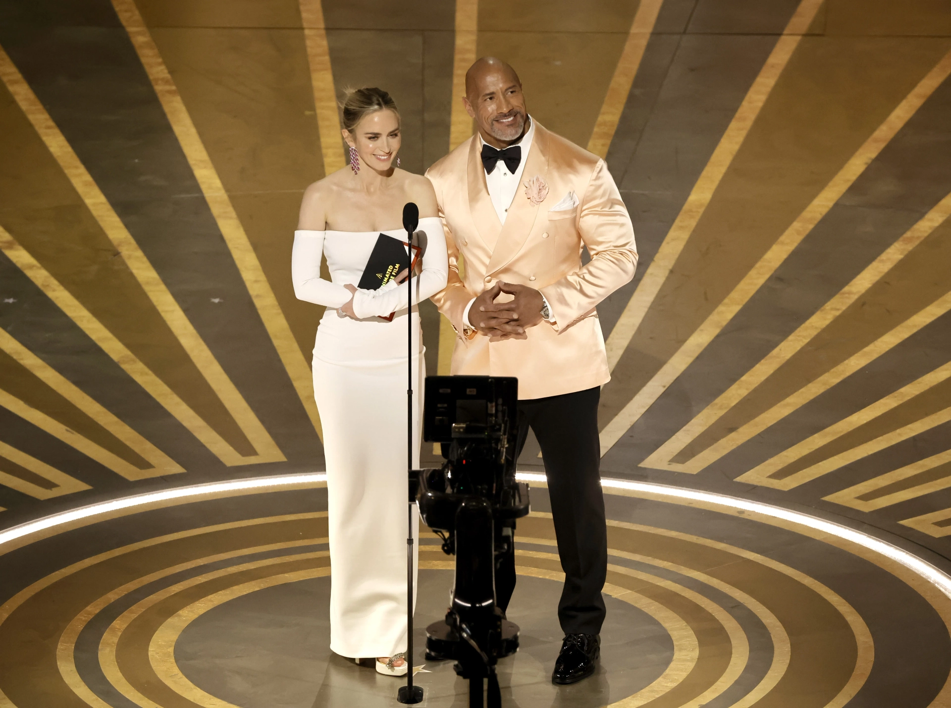 Dwayne Johnson and Emily Blunt at an event for The Oscars (2023)