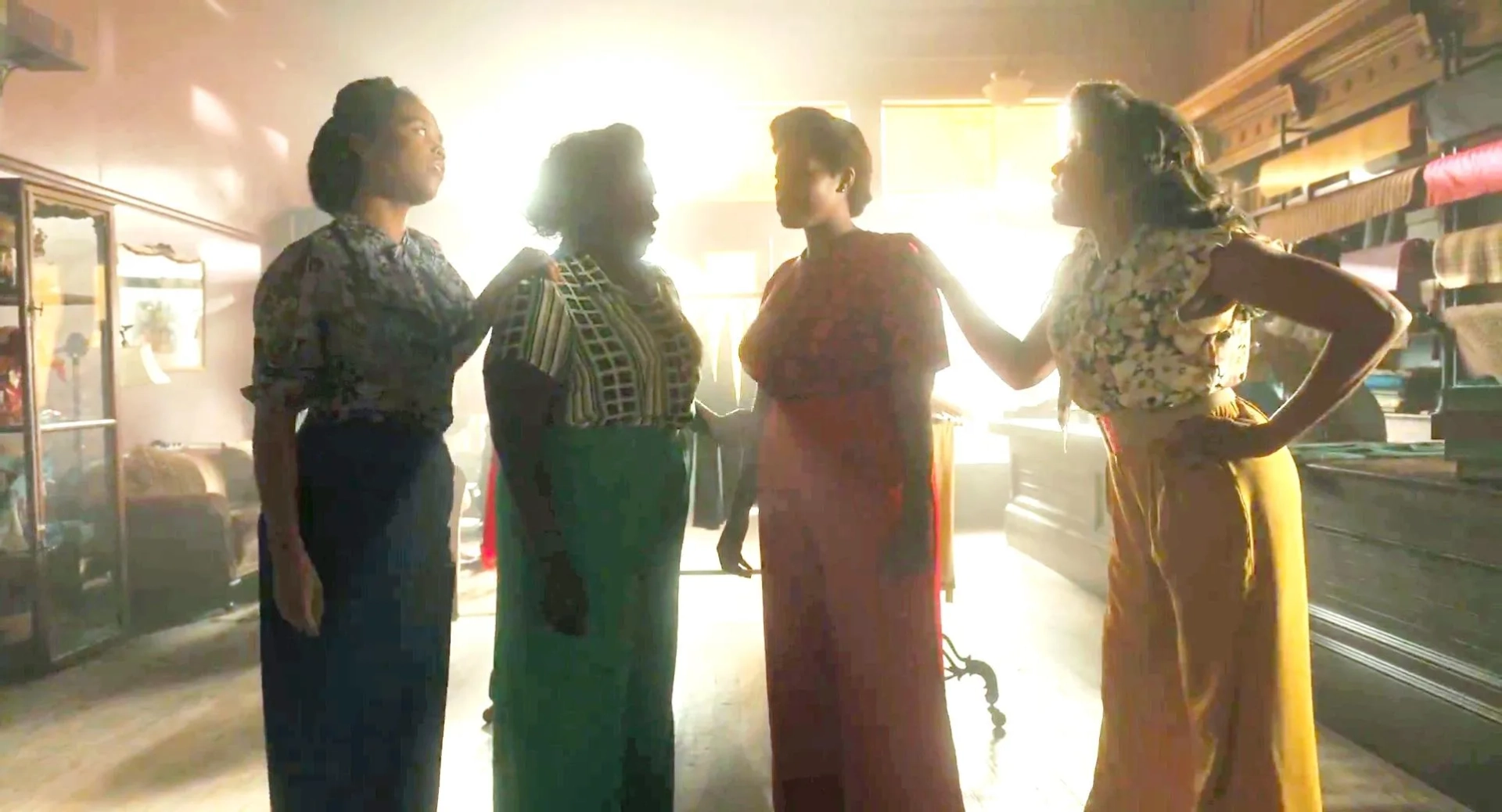 Taraji P. Henson, Fantasia Barrino, H.E.R., and Danielle Brooks in The Color Purple (2023)