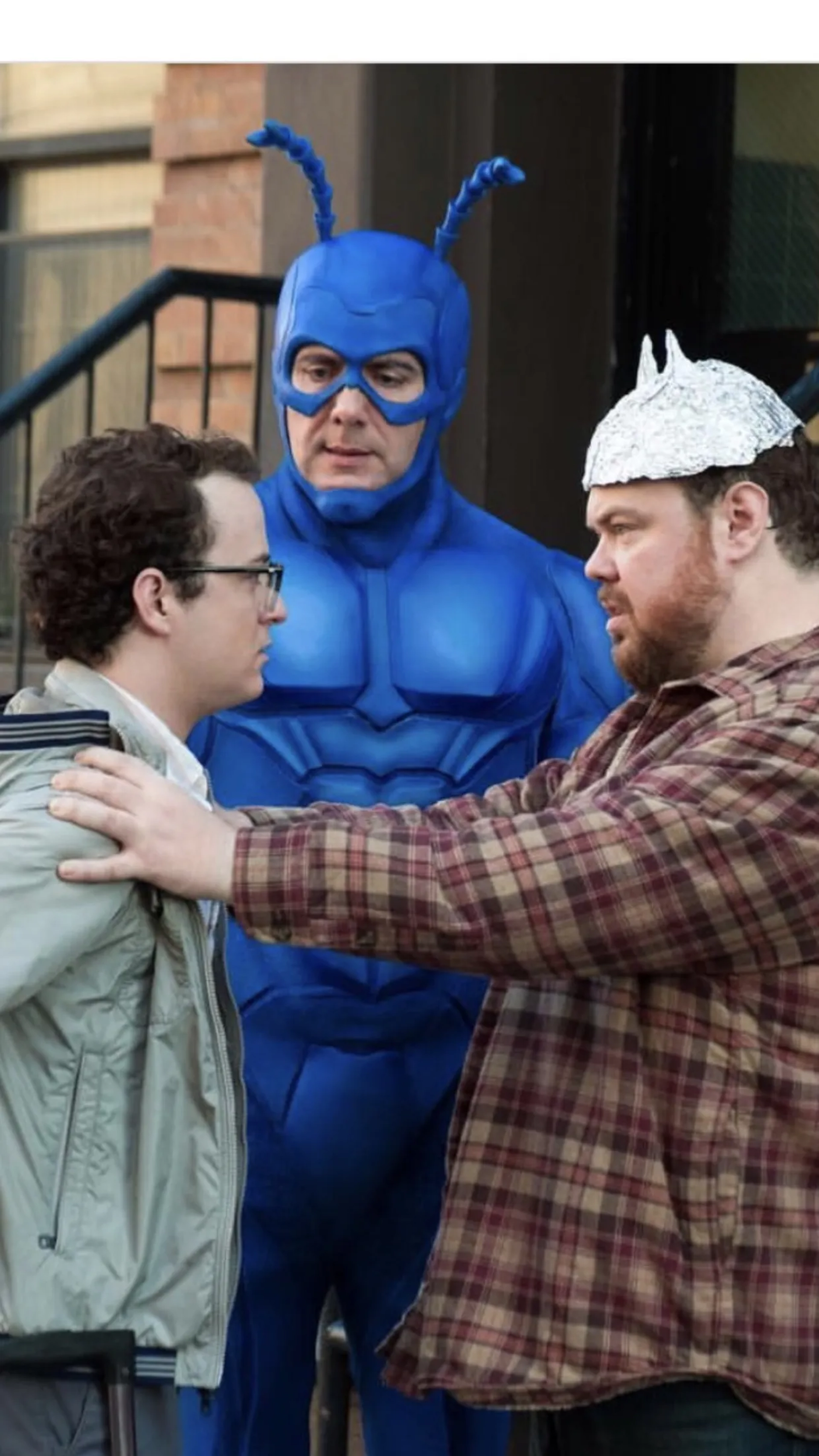 Devin Ratray, Peter Serafinowicz, and Griffin Newman in The Tick (2016)