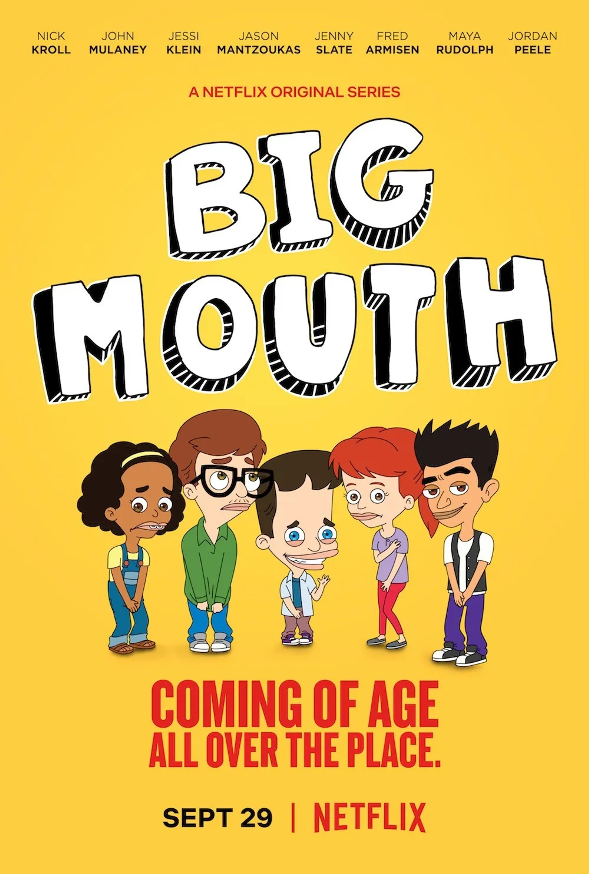 Jessi Klein, Jason Mantzoukas, Nick Kroll, John Mulaney, and Jenny Slate in Big Mouth (2017)