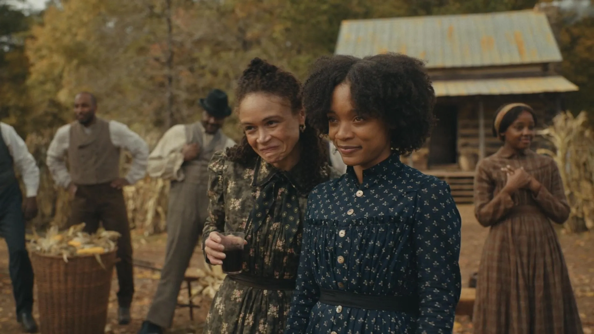 Bri Collins, Amber Gray, and Thuso Mbedu in The Underground Railroad