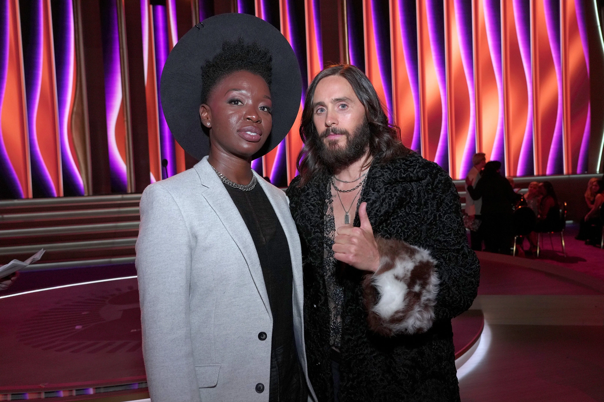 Jared Leto and Folake Olowofoyeku at an event for The 64th Annual Grammy Awards (2022)