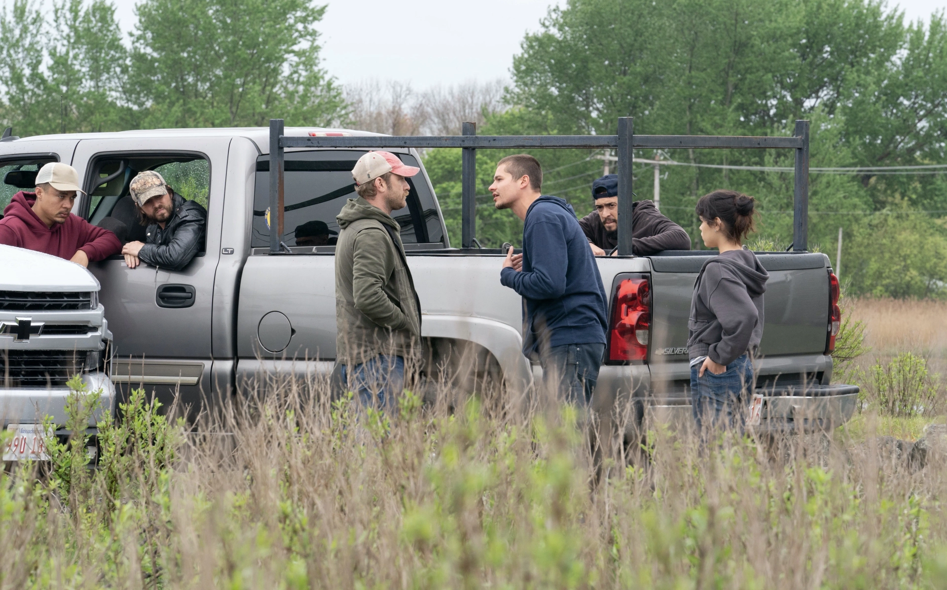 Ben Foster, Aaron Stanford, Ismael Cruz Cordova, Toby Wallace, Jenna Ortega, and Scotty Tovar in Finestkind (2023)