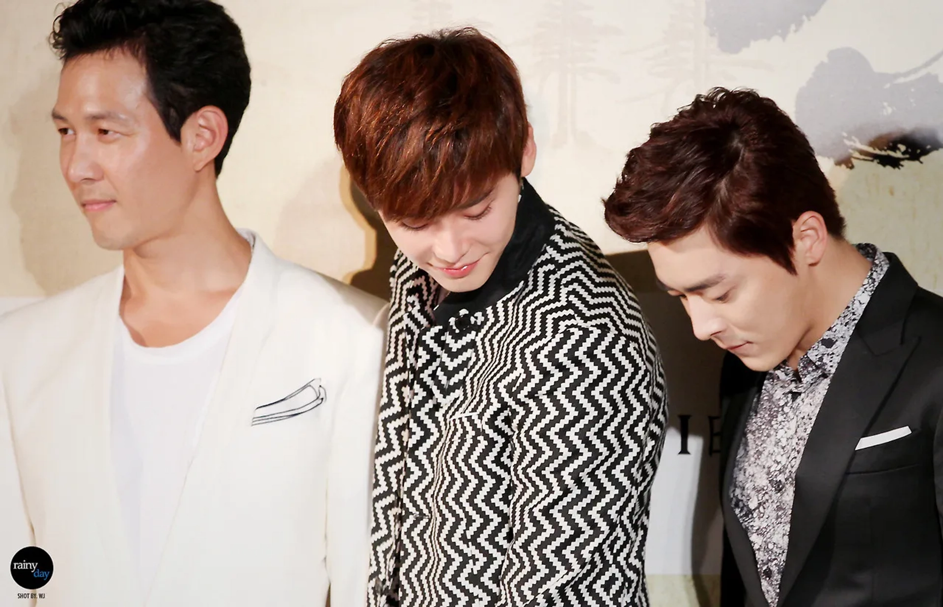 Lee Jung-jae, Lee Jong-suk, and Jo Jung-Suk at an event for The Face Reader (2013)