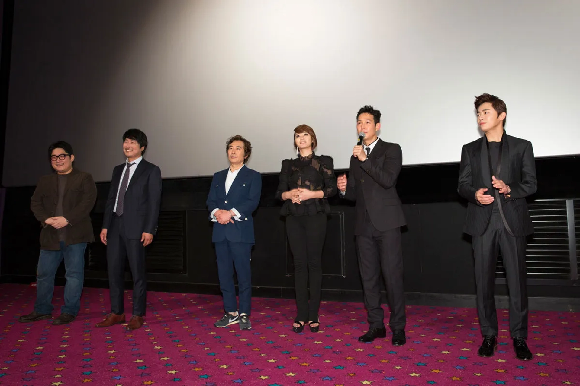 Kim Hye-su, Lee Jung-jae, Song Kang-ho, and Jo Jung-Suk at an event for The Face Reader (2013)