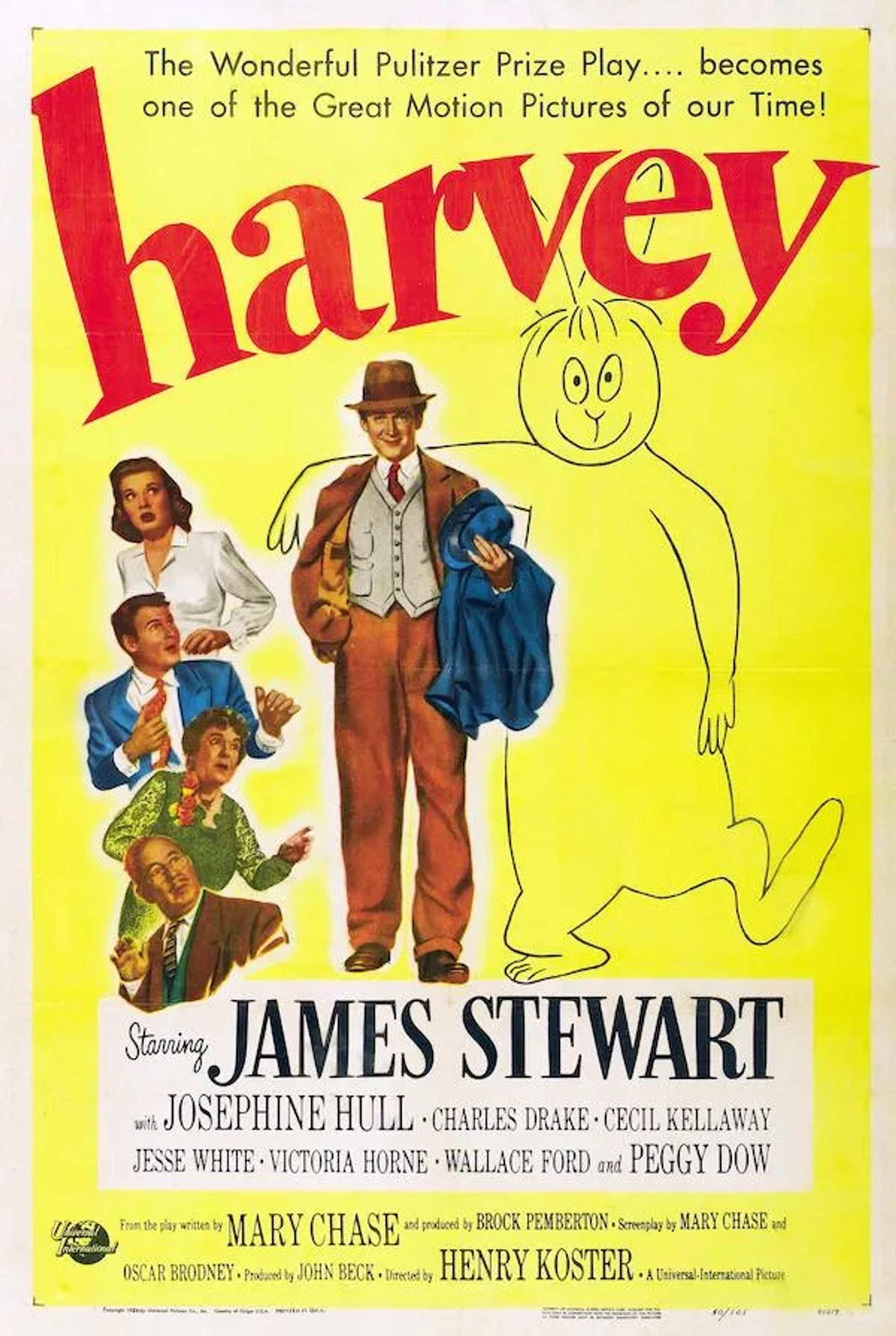 James Stewart, Josephine Hull, and Harvey in Harvey (1950)