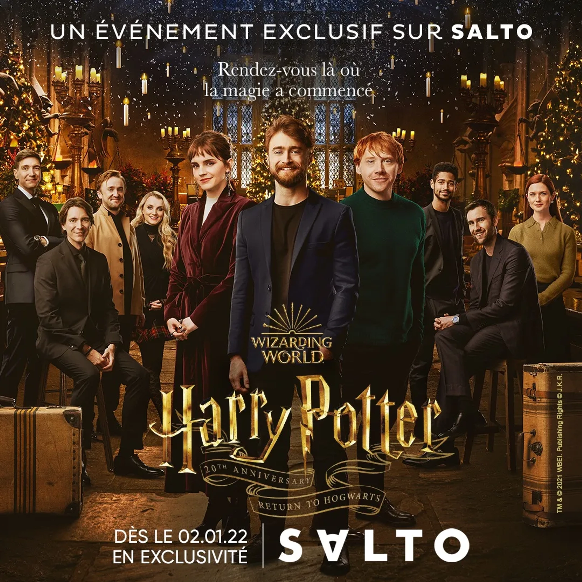 Alfred Enoch, Tom Felton, Rupert Grint, Matthew Lewis, Daniel Radcliffe, Emma Watson, Bonnie Wright, James Phelps, Oliver Phelps, and Evanna Lynch in Harry Potter 20th Anniversary: Return to Hogwarts (2022)