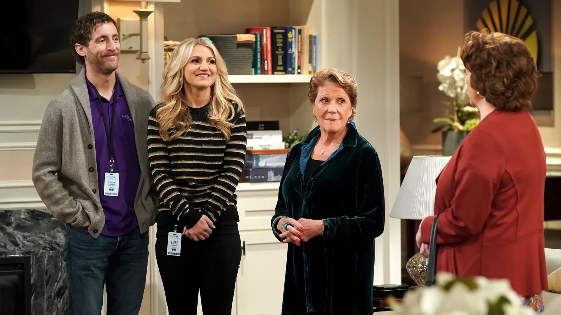 Linda Lavin, Rondi Reed, Annaleigh Ashford, and Thomas Middleditch in B Positive (2020)