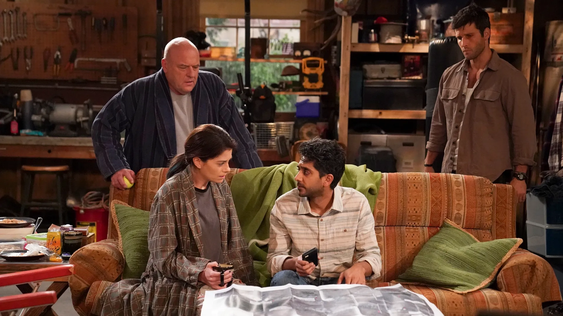 Dean Norris, Adhir Kalyan, Parker Young, and Elizabeth Alderfer in United States of Al (2021)