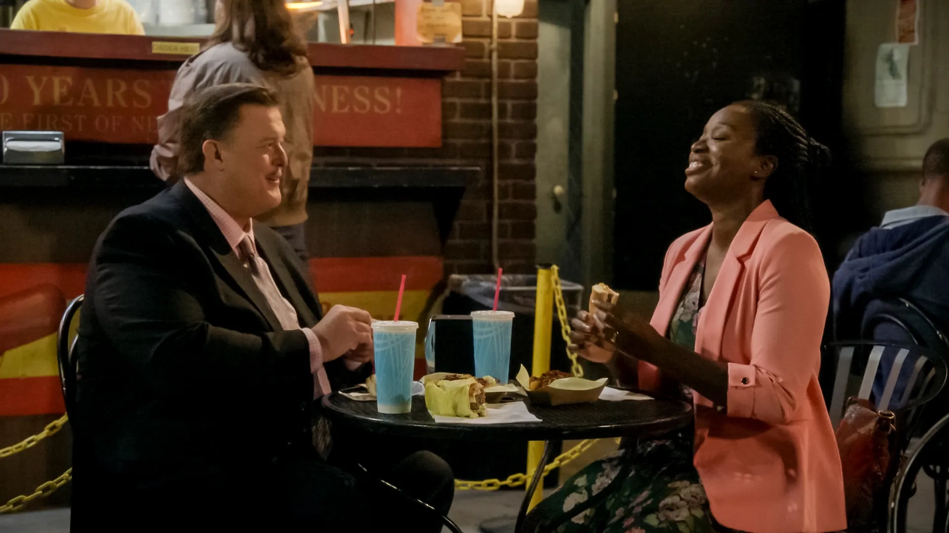 Billy Gardell and Folake Olowofoyeku in Bob Hearts Abishola (2019)