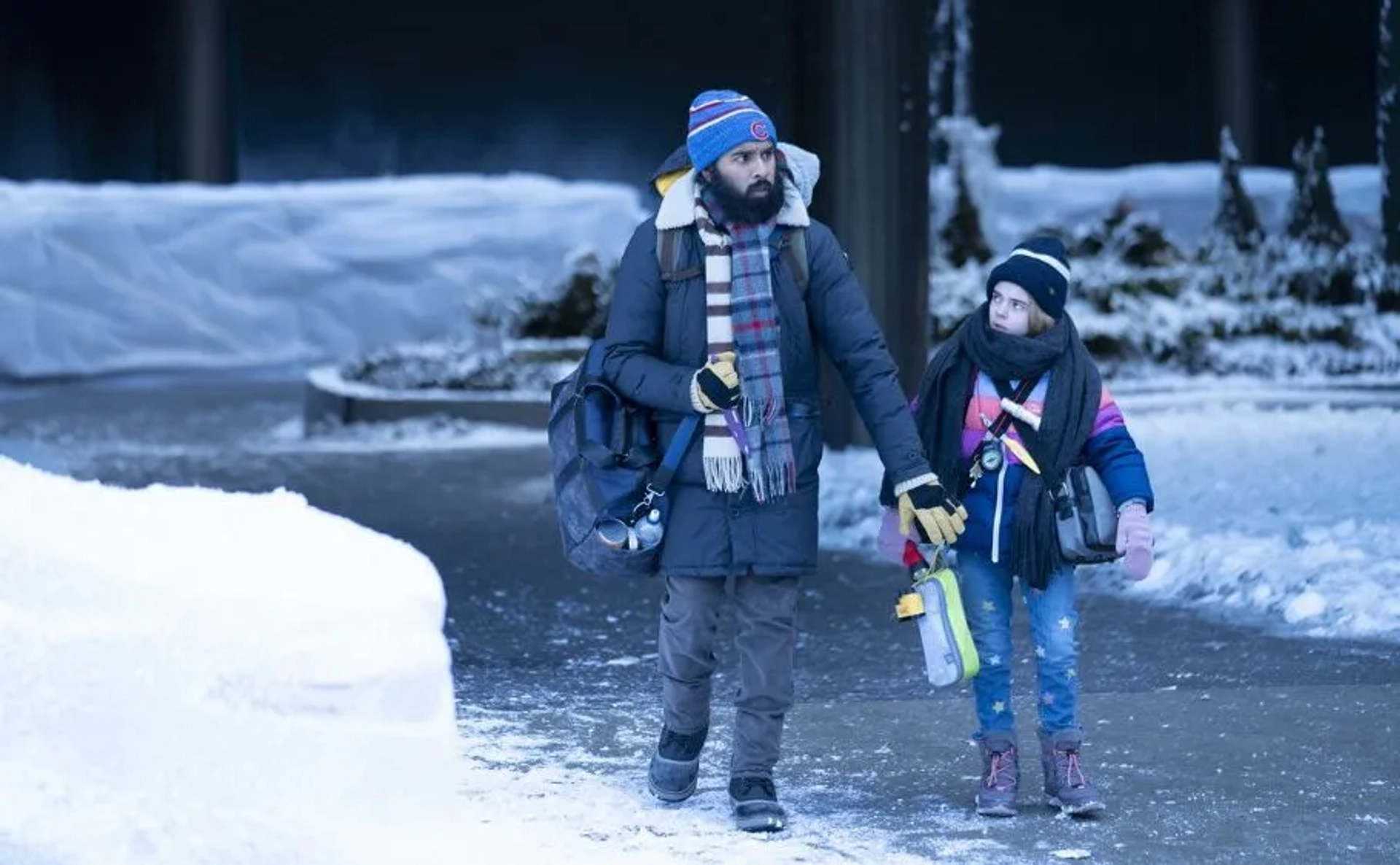 Matilda Lawler and Himesh Patel in Station Eleven (2021)