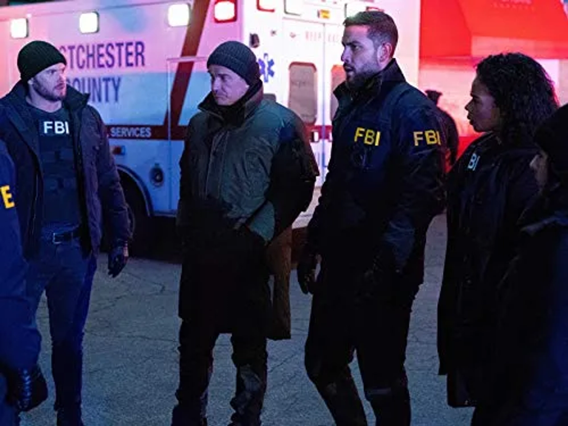 Julian McMahon, Keisha Castle-Hughes, Kellan Lutz, Roxy Sternberg, and Zeeko Zaki in FBI: Most Wanted: Reveille (2020)