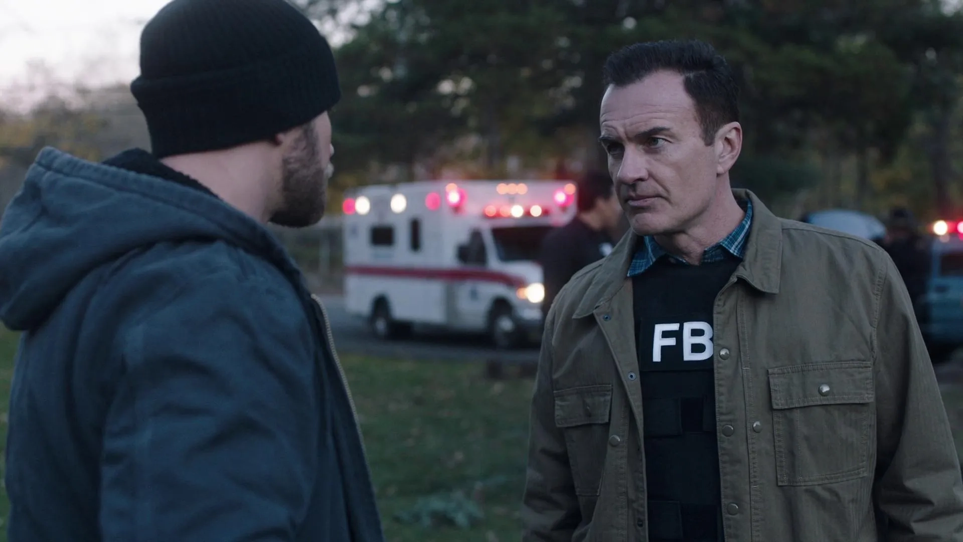 Julian McMahon and Kellan Lutz in FBI: Most Wanted: Invisible (2020)