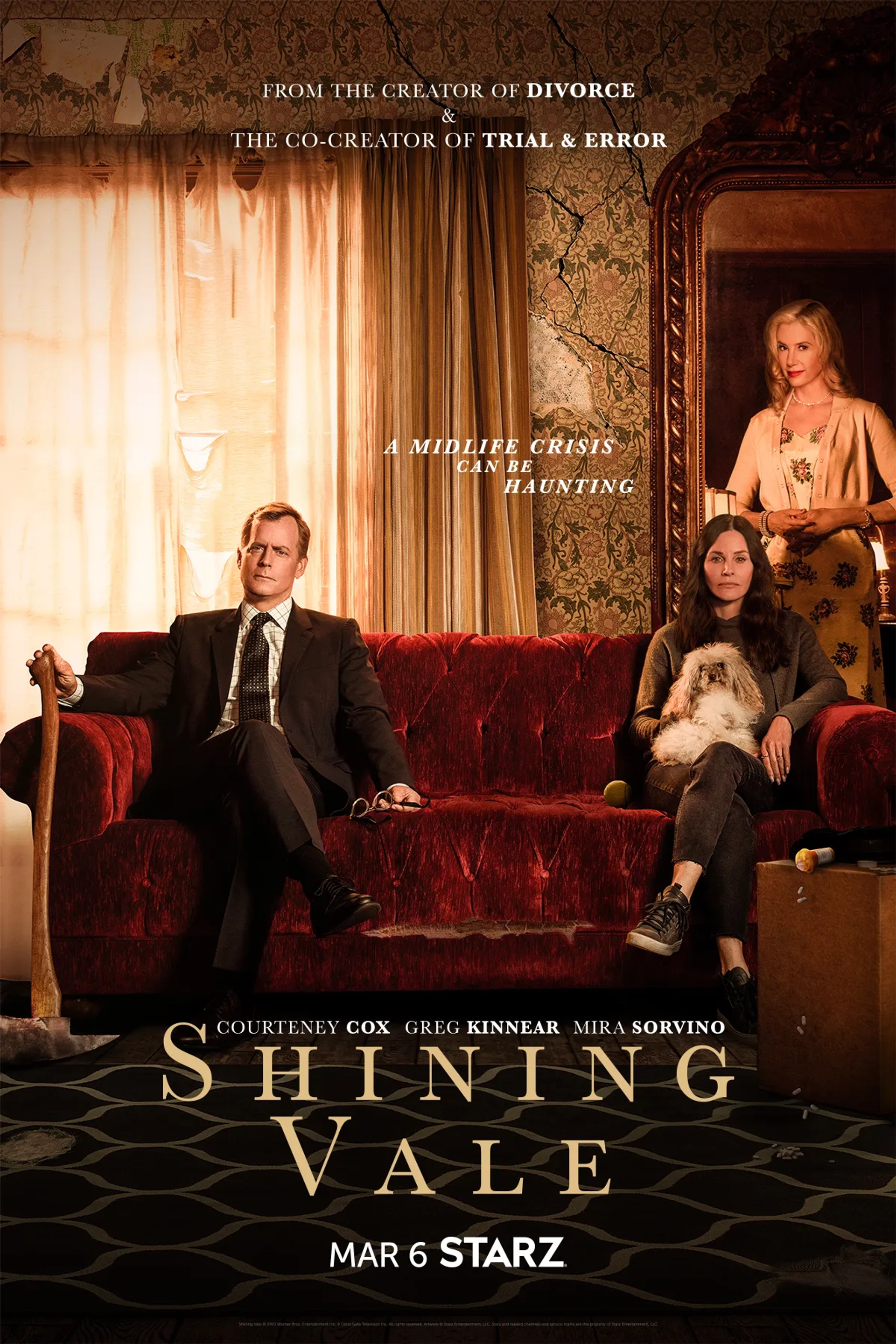 Mira Sorvino, Courteney Cox, and Greg Kinnear in Shining Vale (2022)