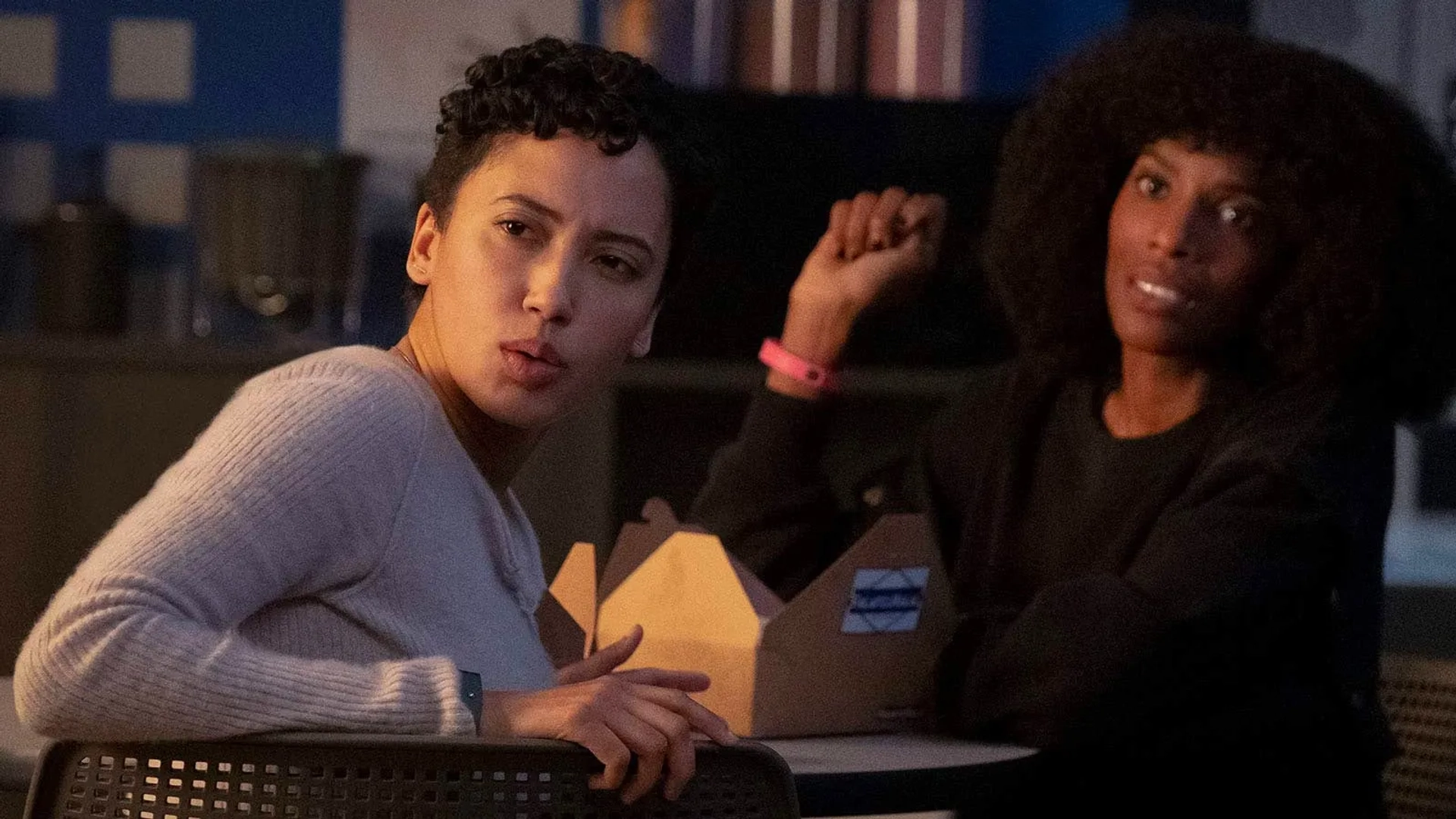 Zainab Johnson and Andy Allo in Upload (2020)