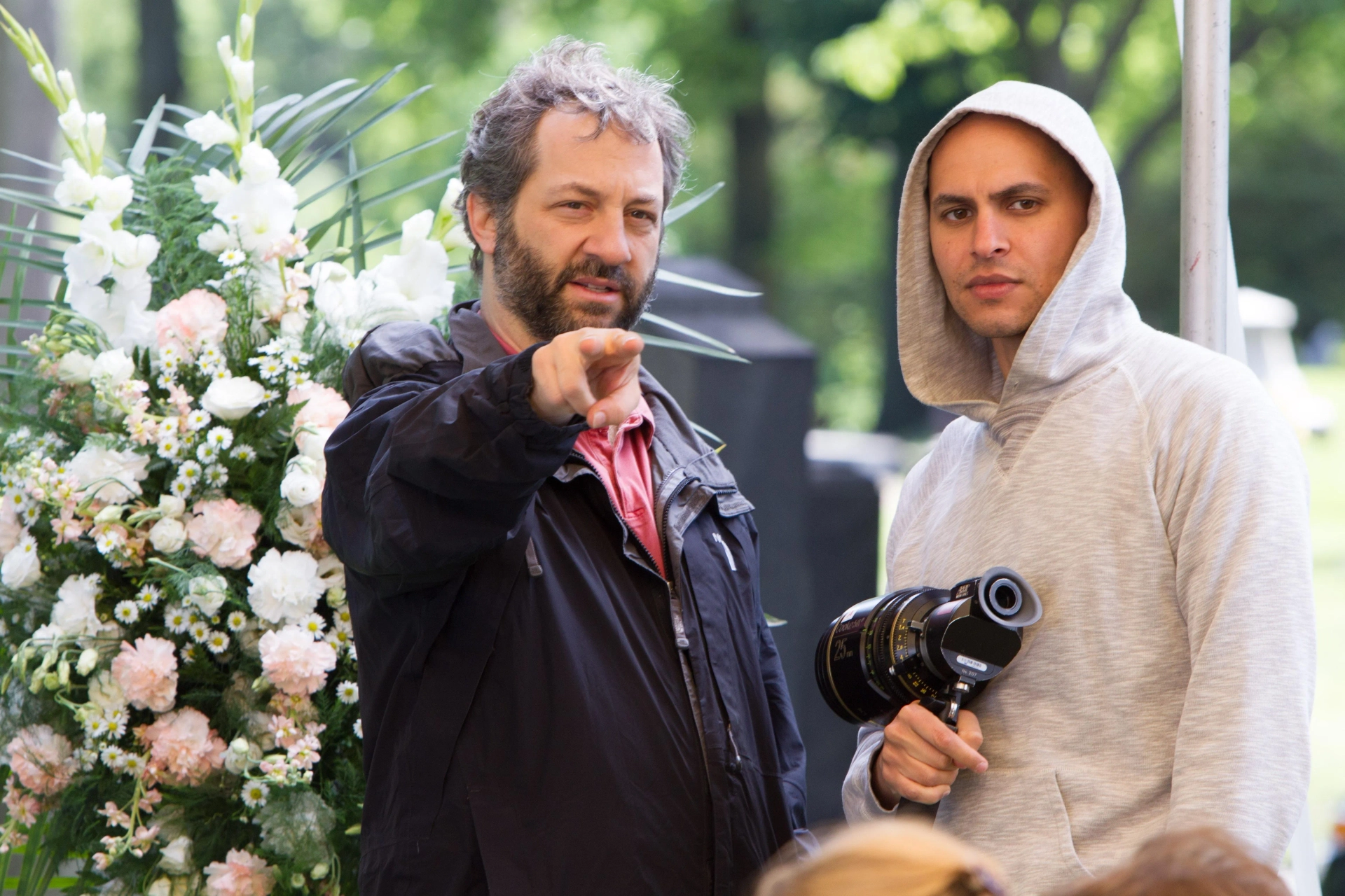 Judd Apatow and Jody Lee Lipes on the set of Trainwreck