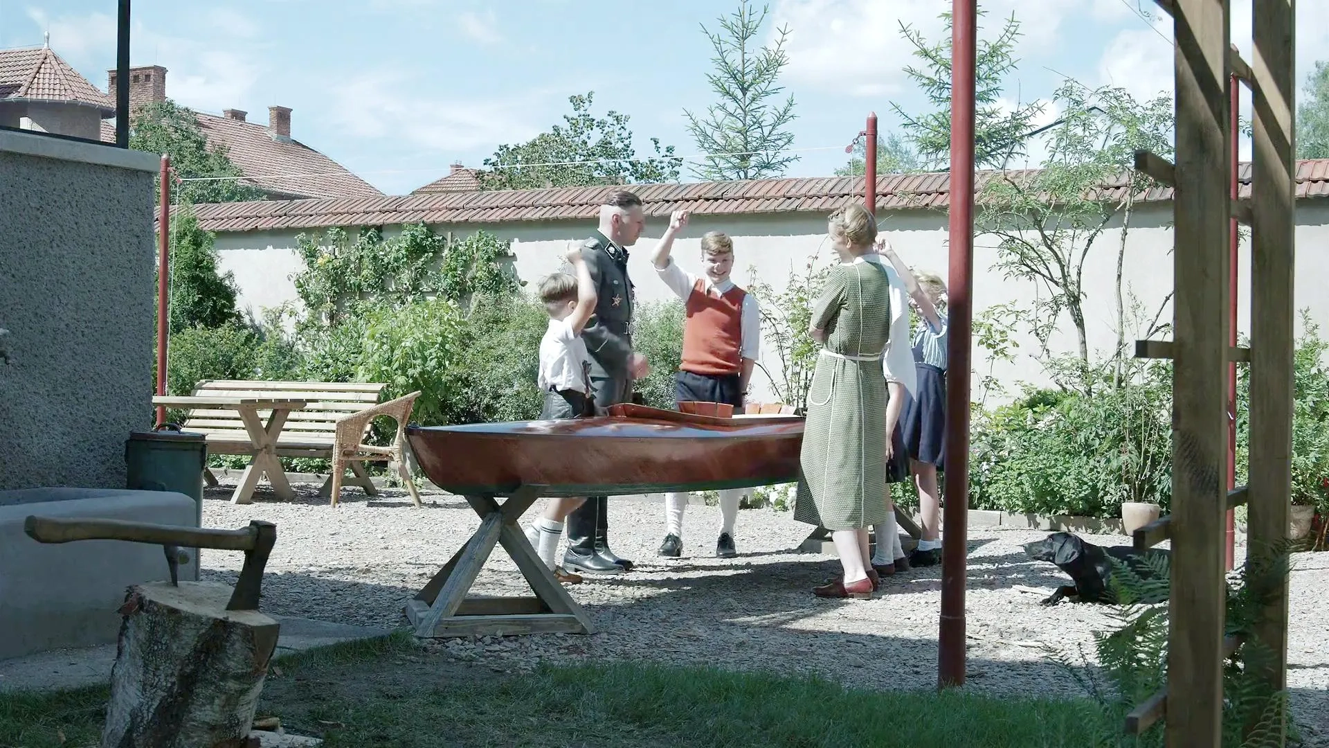 Sandra Hüller, Johann Karthaus, Nele Ahrensmeier, Luis Noah Witte, and Christian Friedel in The Zone of Interest (2023)