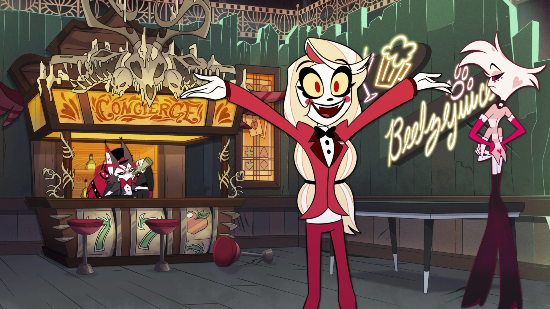 Keith David, Blake Roman, and Erika Henningsen in Hazbin Hotel: Radio Killed the Video Star (2024)