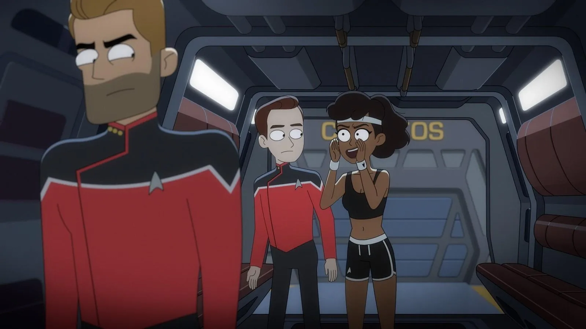 Jerry O'Connell, Chris Perfetti, and Tawny Newsome in Star Trek: Lower Decks: I Have No Bones Yet I Must Flee (2023)