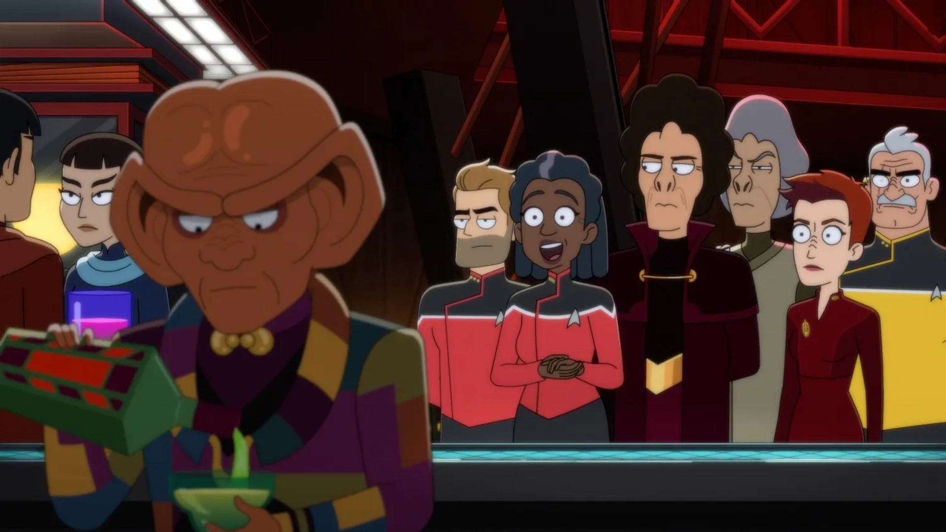 Nana Visitor, Armin Shimerman, Jerry O'Connell, Dawnn Lewis, Fred Tatasciore, and Gil Ozeri in Star Trek: Lower Decks: Hear All, Trust Nothing (2022)